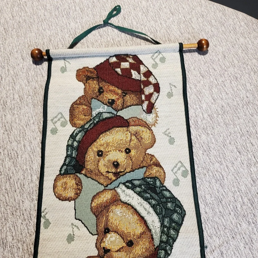 Christmas Caroling Teddy Bear Tapestry Pendant & 72